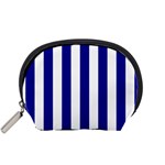 Vertical Stripes - White and Dark Blue Accessory Pouch (Small)