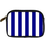 Vertical Stripes - White and Dark Blue Digital Camera Leather Case