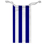 Vertical Stripes - White and Dark Blue Jewelry Bag