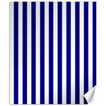 Vertical Stripes - White and Dark Blue Canvas 8  x 10 