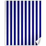 Vertical Stripes - White and Dark Blue Canvas 11  x 14 