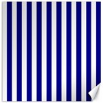 Vertical Stripes - White and Dark Blue Canvas 16  x 16 