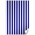 Vertical Stripes - White and Dark Blue Canvas 20  x 30 