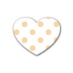 Polka Dots - Sunset Orange on White Rubber Coaster (Heart)