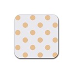 Polka Dots - Sunset Orange on White Rubber Coaster (Square)