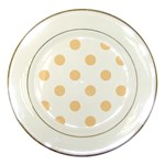 Polka Dots - Sunset Orange on White Porcelain Plate