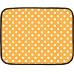 Polka Dots - White on Pastel Orange Double Sided Fleece Blanket (Mini)