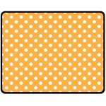 Polka Dots - White on Pastel Orange Double Sided Fleece Blanket (Medium) (Two Sides)