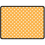 Polka Dots - White on Pastel Orange Double Sided Fleece Blanket (Large) (Two Sides)