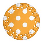 Polka Dots - White on Pastel Orange Ornament (Round Filigree)