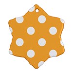 Polka Dots - White on Pastel Orange Snowflake Ornament (Two Sides)