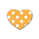 Polka Dots - White on Pastel Orange Heart Coaster (4 pack)