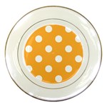 Polka Dots - White on Pastel Orange Porcelain Plate