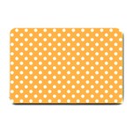 Polka Dots - White on Pastel Orange Small Doormat