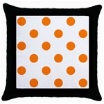 Polka Dots - Orange on White Throw Pillow Case (Black)