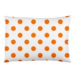 Polka Dots - Orange on White Pillow Case (Two Sides)