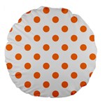 Polka Dots - Orange on White Large 18  Premium Flano Round Cushion