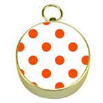 Polka Dots - Tangelo Orange on White Gold Compass