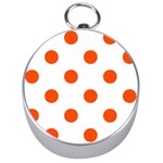 Polka Dots - Tangelo Orange on White Silver Compass