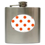 Polka Dots - Tangelo Orange on White Hip Flask (6 oz)