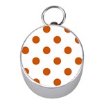 Polka Dots - Burnt Orange on White Silver Compass (Mini)