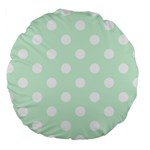 Polka Dots - White on Pastel Green Large 18  Premium Round Cushion