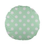 Polka Dots - White on Pastel Green Standard 15  Premium Round Cushion