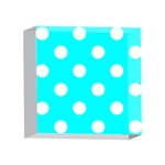 Polka Dots - White on Aqua Cyan 4 x 4  Acrylic Photo Block