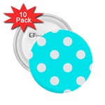 Polka Dots - White on Aqua Cyan 2.25  Button (10 pack)