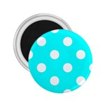 Polka Dots - White on Aqua Cyan 2.25  Magnet
