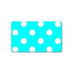 Polka Dots - White on Aqua Cyan Magnet (Name Card)