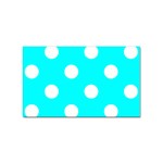 Polka Dots - White on Aqua Cyan Sticker (Rectangular)