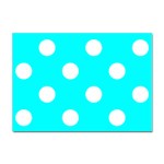Polka Dots - White on Aqua Cyan Sticker A4 (10 pack)