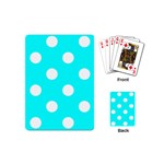 Polka Dots - White on Aqua Cyan Playing Cards (Mini)
