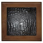 Black Alligator Leather Pattern Framed Tile