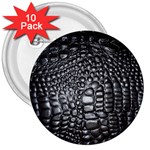 Black Alligator Leather Pattern 3  Button (10 pack)
