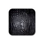 Black Alligator Leather Pattern Rubber Square Coaster (4 pack)