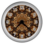 3d Flower Fractal Art Pattern Wall Clock (Silver)