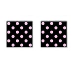 Polka Dots - Classic Rose Pink on Black Cufflinks (Square)