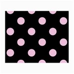 Polka Dots - Classic Rose Pink on Black Small Glasses Cloth (2 Sides)