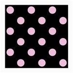Polka Dots - Classic Rose Pink on Black Medium Glasses Cloth (2 Sides)