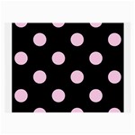 Polka Dots - Classic Rose Pink on Black Large Glasses Cloth (2 Sides)