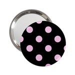 Polka Dots - Classic Rose Pink on Black 2.25  Handbag Mirror