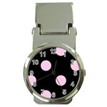 Polka Dots - Classic Rose Pink on Black Money Clip Watch
