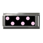 Polka Dots - Classic Rose Pink on Black Superlink Italian Charm (9mm)