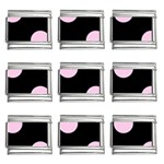 Polka Dots - Classic Rose Pink on Black 9mm Italian Charm (9 pack)