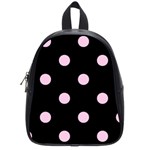 Polka Dots - Classic Rose Pink on Black School Bag (Small)