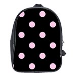 Polka Dots - Classic Rose Pink on Black School Bag (Large)