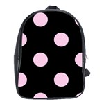Polka Dots - Classic Rose Pink on Black School Bag (XL)