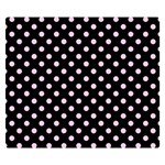 Polka Dots - Classic Rose Pink on Black Double Sided Flano Blanket (Small)
